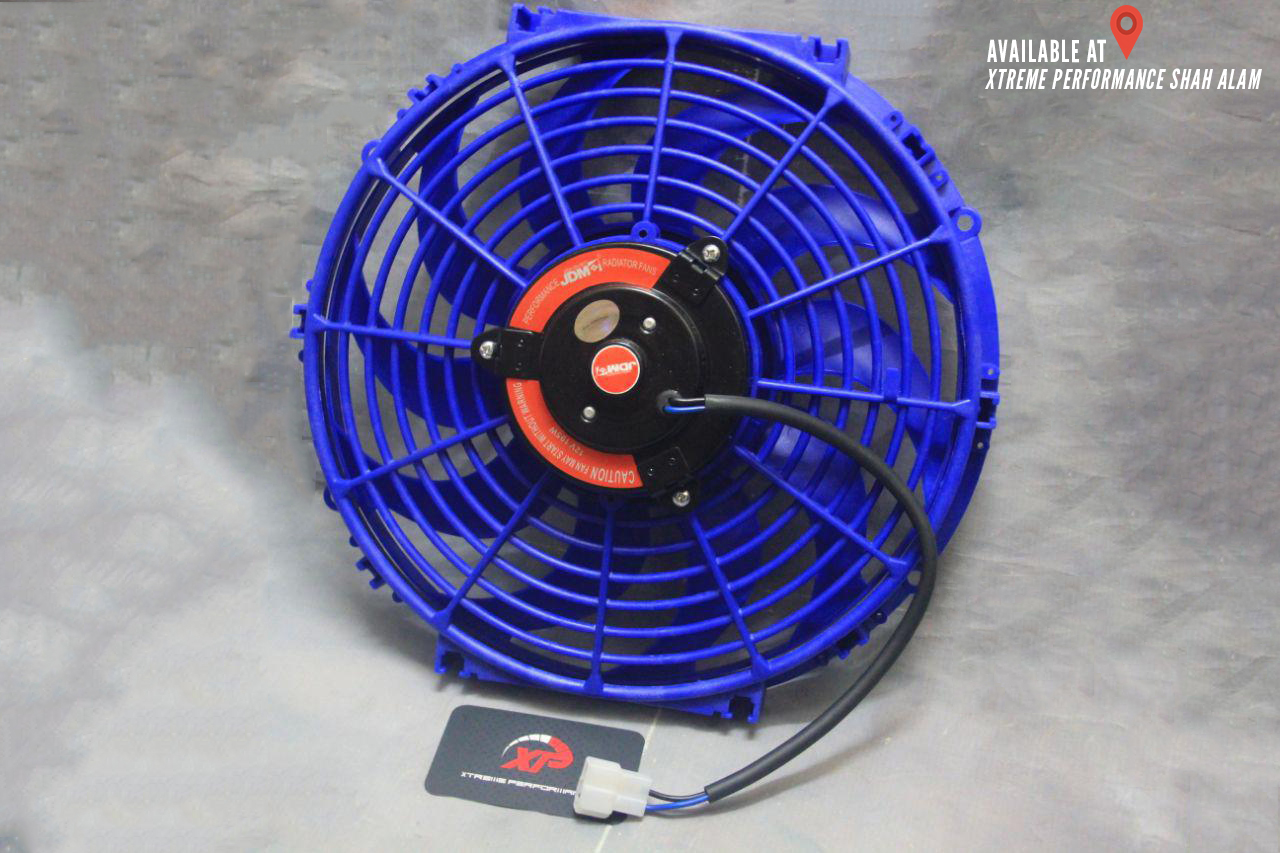 14/" Blue Inch Slim Fan Radiator Push Pull Thin Electric Cooling 12V JDM Euro