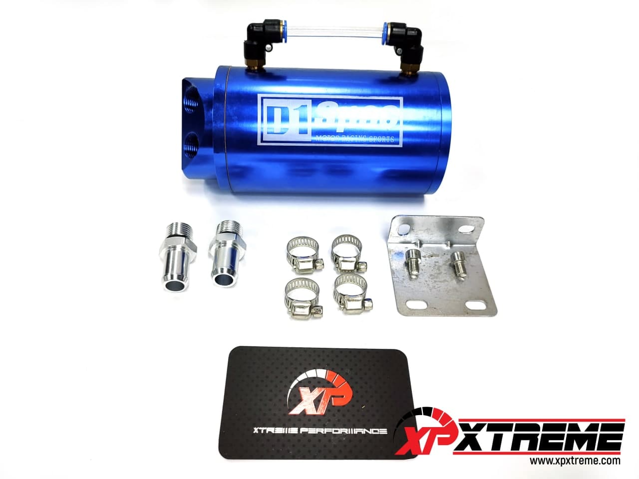 OIL CATCH TANK D1 ROUND BLUE FITTING 14MM - Xtreme Performance